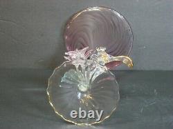 VTG Murano Venetian Italian Art Glass Swirl Pink Figural Martini Glass/s, Mint