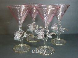 VTG Murano Venetian Italian Art Glass Swirl Pink Figural Martini Glass/s, Mint