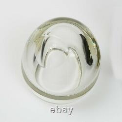 VTG Signed Alfredo Barbini Murano Clear Hand Blown Tilted Glass Bowl 6.5 x 7 W