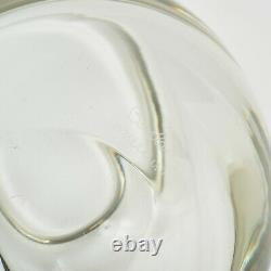 VTG Signed Alfredo Barbini Murano Clear Hand Blown Tilted Glass Bowl 6.5 x 7 W