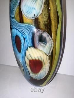 VTG Vibrant Hand Blown Murano Millefiori & Swirl Art Glass Vase No Label 15