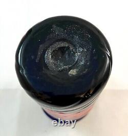 Vase, Bud Vase, Hand Blown Cobalt/Fiery Orange. Murano, Italy Vintage MCM Op Art