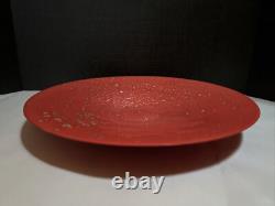 VeArt Murano Hand Blown Glass Bowl Venetian Orange with Gold Flakes 14.75