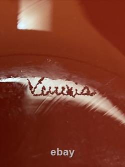 VeArt Murano Hand Blown Glass Bowl Venetian Orange with Gold Flakes 14.75