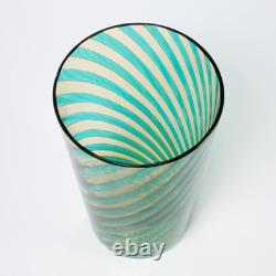 VeArt Venezia Green Murano Hand Blown Art Glass Vase 9.5h 5.75dia Large
