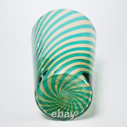 VeArt Venezia Green Murano Hand Blown Art Glass Vase 9.5h 5.75dia Large