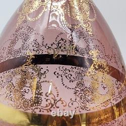 Vecchia Murano Italian Hand Blown Gold Trim Wine Decanter 6 Glasses Venice Italy