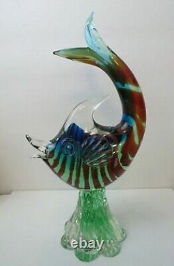 Venetian 1950s Murano Art Glass Barbini Fish Sculpture 11 Tall Superb Colors