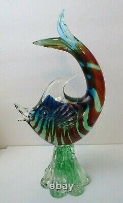 Venetian 1950s Murano Art Glass Barbini Fish Sculpture 11 Tall Superb Colors