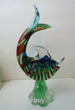 Venetian 1950s Murano Art Glass Barbini Fish Sculpture 11 Tall Superb Colors