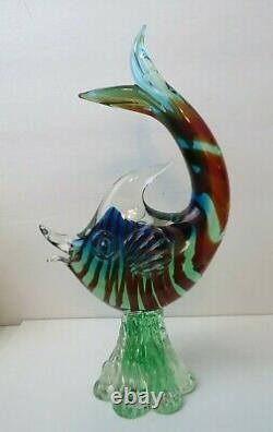 Venetian 1950s Murano Art Glass Barbini Fish Sculpture 11 Tall Superb Colors