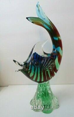 Venetian 1950s Murano Art Glass Barbini Fish Sculpture 11 Tall Superb Colors