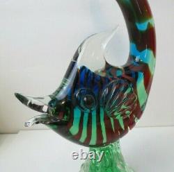 Venetian 1950s Murano Art Glass Barbini Fish Sculpture 11 Tall Superb Colors