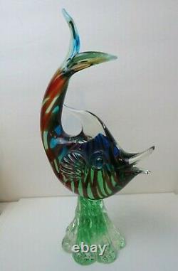 Venetian 1950s Murano Art Glass Barbini Fish Sculpture 11 Tall Superb Colors