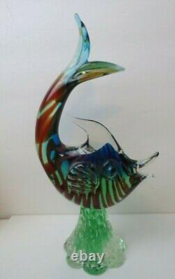 Venetian 1950s Murano Art Glass Barbini Fish Sculpture 11 Tall Superb Colors