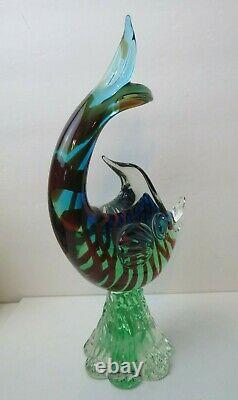 Venetian 1950s Murano Art Glass Barbini Fish Sculpture 11 Tall Superb Colors