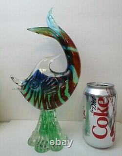 Venetian 1950s Murano Art Glass Barbini Fish Sculpture 11 Tall Superb Colors