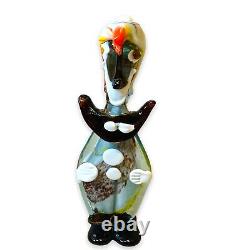 Venetian Blown Glass Murano Clown Figure Multicolor Art Glass Large 12 OOAK