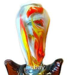 Venetian Blown Glass Murano Clown Figure Multicolor Art Glass Large 12 OOAK