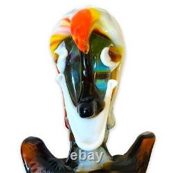 Venetian Blown Glass Murano Clown Figure Multicolor Art Glass Large 12 OOAK