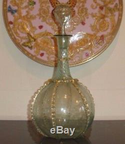 Venetian Glass Murano Venini Salviati Decanter Applied Rigaree Decoration 11.5