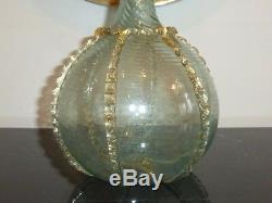 Venetian Glass Murano Venini Salviati Decanter Applied Rigaree Decoration 11.5