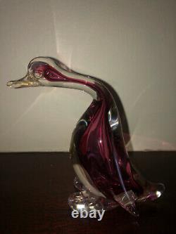 Venetian Made By Alfredo Barbini Murano Glass Italy Goose Hand Blown 4 1/2h