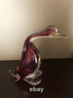 Venetian Made By Alfredo Barbini Murano Glass Italy Goose Hand Blown 4 1/2h