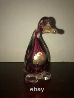 Venetian Made By Alfredo Barbini Murano Glass Italy Goose Hand Blown 4 1/2h