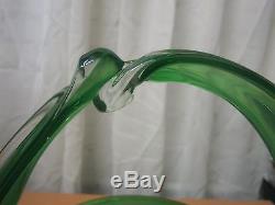 Venetian Murano Exceptional Green Hand Made/blown Glass Bridal Basket