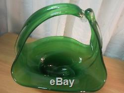 Venetian Murano Exceptional Green Hand Made/blown Glass Bridal Basket