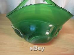 Venetian Murano Exceptional Green Hand Made/blown Glass Bridal Basket