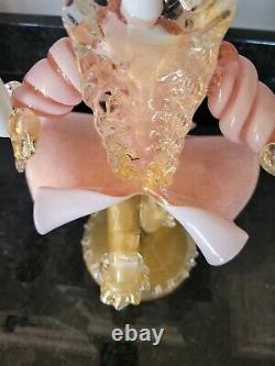 Venetian Murano Glass Alfredo Barbini Figurine Double Candleholder 1950s
