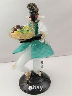 Venetian Murano Glass Blackamoor Figurine (Borovier & Toso) with Label