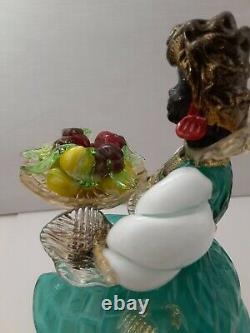 Venetian Murano Glass Blackamoor Figurine (Borovier & Toso) with Label