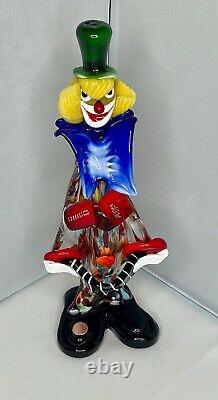 Venetian Murano Hand Blown Art Glass Circus Clown Figurine Sculpture, Italy