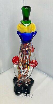 Venetian Murano Hand Blown Art Glass Circus Clown Figurine Sculpture, Italy