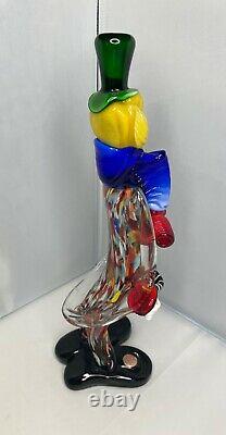 Venetian Murano Hand Blown Art Glass Circus Clown Figurine Sculpture, Italy