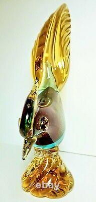 Venetian Murano Hand Blown Art Glass Roadrunner Large Bird Figurine