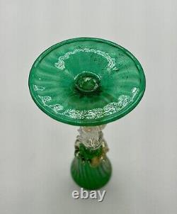 Venetian Murano Hand Blown Emerald Green Gold Cordial Glass Gold Dolphin Stem 5