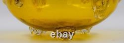 Venetian Murano Hand Blown Yellow Bowl withGold Mica Flecks & Prunts, Circa 1900