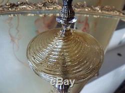 Venetian Murano Italian Cobalt & Gold Foil Art Glass Goblet Stem