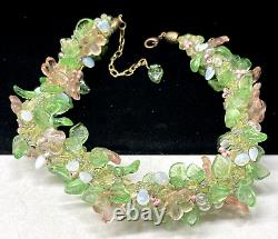 Venetian Murano Necklace Rare Vintage Hand Blown Glass Flowers A60
