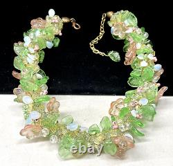 Venetian Murano Necklace Rare Vintage Hand Blown Glass Flowers A60