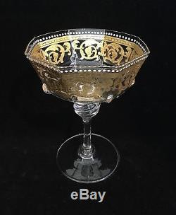 Venetian Murano Salviati Hand Blown Champagne Stem Ware Glass-Gilt #2253