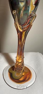 Venetian Murano Style Mid 20th Century Goblets Brown Multi-Colored Hand-Blown