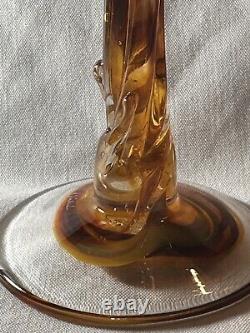 Venetian Murano Style Mid 20th Century Goblets Brown Multi-Colored Hand-Blown