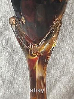 Venetian Murano Style Mid 20th Century Goblets Brown Multi-Colored Hand-Blown