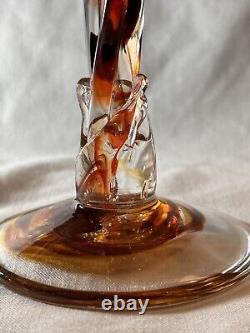 Venetian Murano Style Mid 20th Century Goblets Brown Multi-Colored Hand-Blown