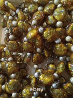 Venetian Murano glass beads from Italy hand-blown gold with silver foil 13 sets